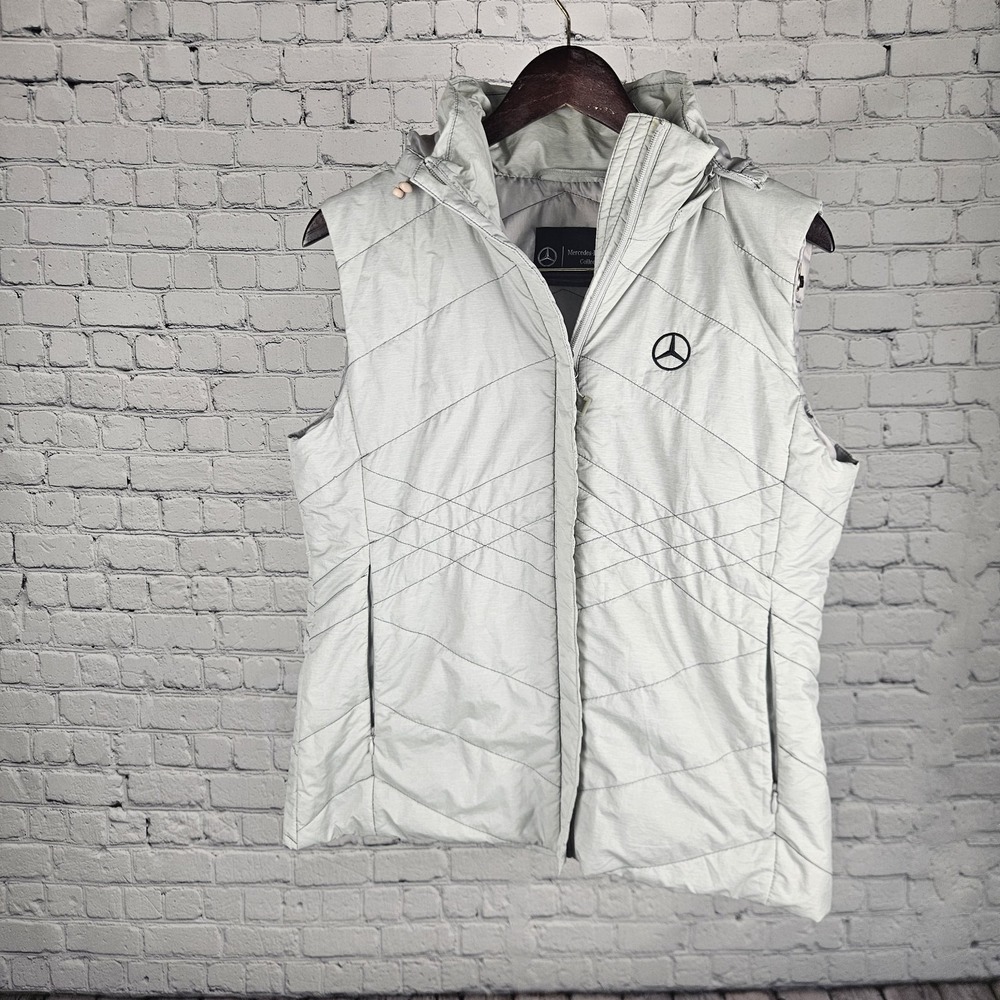 Mercedes-Benz USA Collection Women's Puffer Vest Hooded Gray Size M